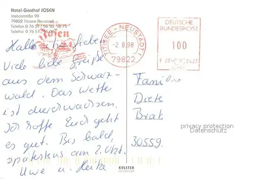 AK / Ansichtskarte Titisee Neustadt Hotel Gasthof Josen Restaurant Hallenbad Titisee Neustadt