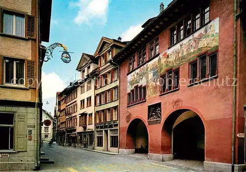 AK / Ansichtskarte Appenzell_IR Hauptgasse mit Rathaus Fassadenmalerei Appenzell IR