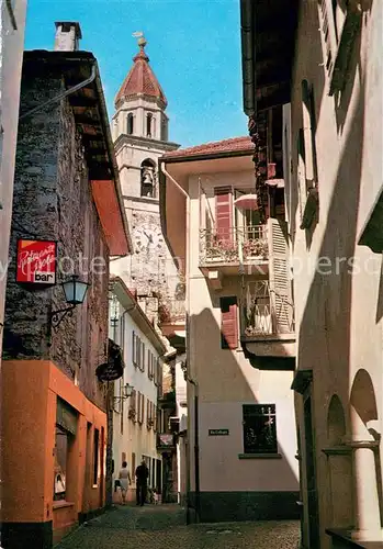 AK / Ansichtskarte Ascona_Lago_Maggiore Altstadt Gasse Kirchturm Ascona_Lago_Maggiore