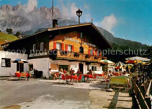 AK / Ansichtskarte Ellmau_Tirol Alpengasthof Wochenbrunn Terrasse am Fusse des Wilden Kaisers Ellmau Tirol