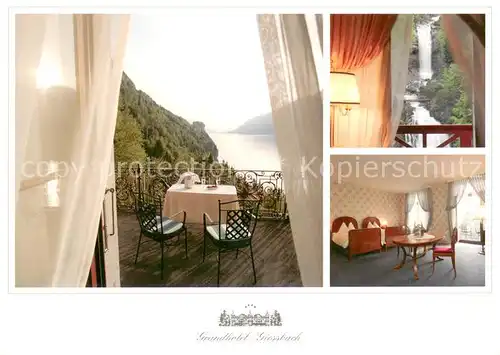 AK / Ansichtskarte Giessbach Grandhotel Giessbach Gaestezimmer Terrasse Wasserfall Brienzer See Giessbach
