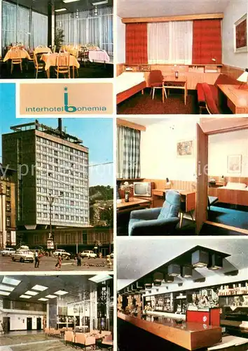 AK / Ansichtskarte Usti_nad_Labem Interhotel Bohemia Restaurant Bar Foyer Gaestezimmer Usti_nad_Labem