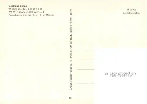 AK / Ansichtskarte Tannheim_Villingen Schwenningen Gasthaus Sonne Tannheim