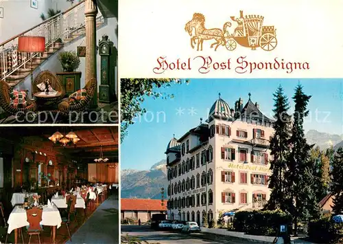 AK / Ansichtskarte Spondigna_Spondinig Hotel Post Restaurant Pferdekutsche Spondigna Spondinig