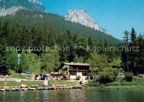 AK / Ansichtskarte Hintersee_Berchtesgaden Cafe Pension Gelfart am See Berchtesgadener Alpen Hintersee Berchtesgaden