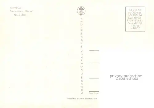 AK / Ansichtskarte Krynica_Gorska Sanatorium Silesia Krynica Gorska