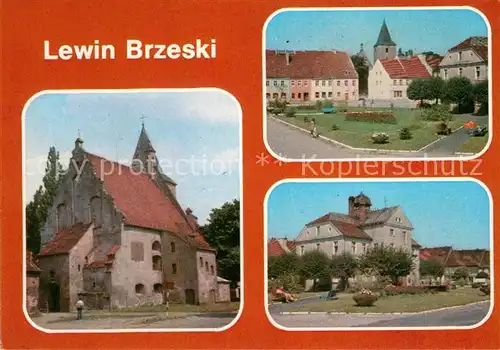 AK / Ansichtskarte Lewin_Brzeski_Poland Gotycko renesansowy kosciol Rynek Poznoklasycystyczny ratusz 
