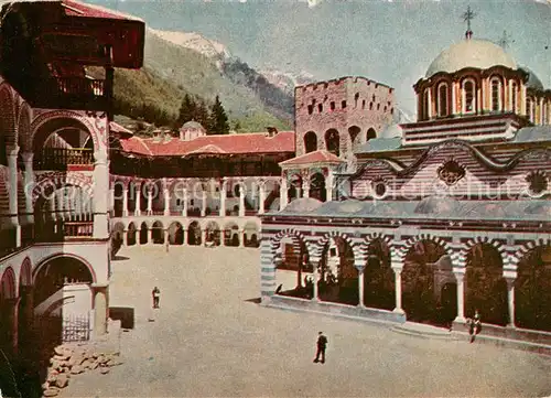 AK / Ansichtskarte Rila Kloster Kirche und Teil des Hofes Rila