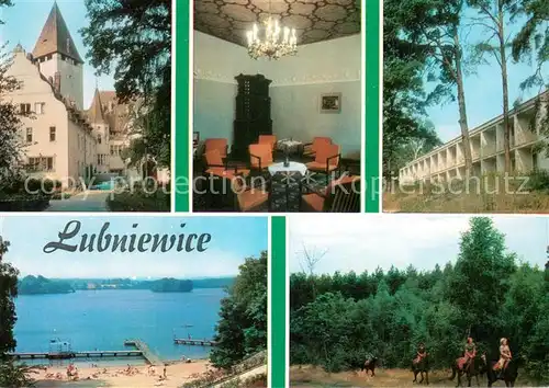 AK / Ansichtskarte Lubniewice Dom Wypoczynkowy FWP Zamek widok od strony parku czytelnia Pawilon w parku Osrodek wypoczynkowy nad Jeziorem Lubniewickim Wczasy w siodle 