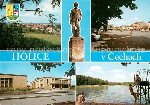 AK / Ansichtskarte Holice_Cechach Celkovy pohled Socha Dr Emila Holuba Autocamping Hluboky u Holic 