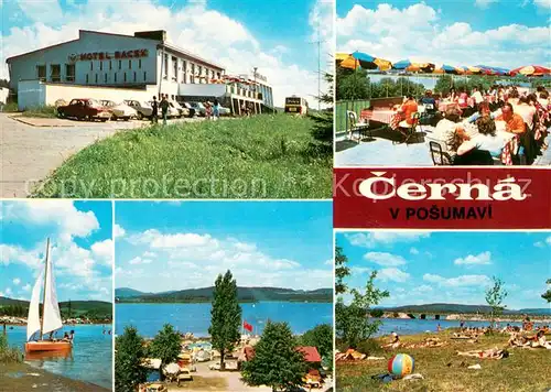 AK / Ansichtskarte Cerna_v_Posumavi Cesky Krumlov Hotel Racek Terasa hotelu Racek Camping Plaz Cerna_v_Posumavi