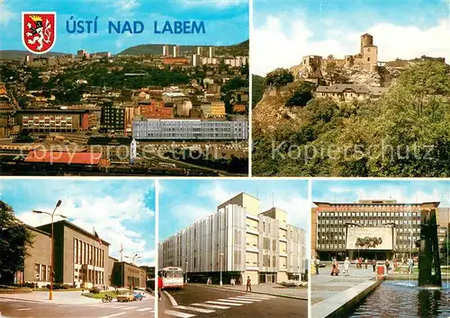 AK / Ansichtskarte Usti_nad_Labem Celkovy pohled od Vetruse Hrad Strekov Kulturni dum Obchodni dum Labe KNV Usti_nad_Labem