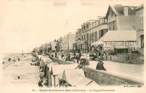 AK / Ansichtskarte Saint Aubin sur Mer_Calvados La Digue Promenade Plage Saint Aubin sur Mer