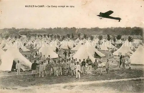 AK / Ansichtskarte Mailly le Camp Camp occupe en 1914 Avion Mailly le Camp
