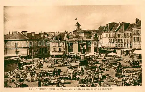 AK / Ansichtskarte Cherbourg Place du Chateau un jour de marche Cherbourg