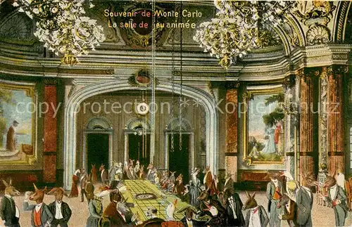 AK / Ansichtskarte Monte Carlo Casino Salle de jeu animee Peinture Kuenstlerkarte Monte Carlo