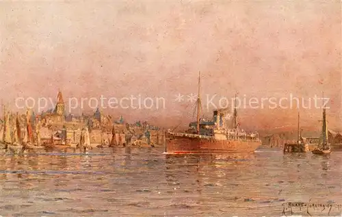 AK / Ansichtskarte Boulogne sur Mer Depart du port de SS Victoria Peinture Ricard Cordingley Kuenstlerkarte Boulogne sur Mer