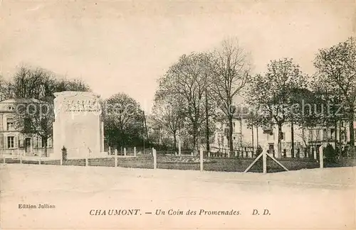 AK / Ansichtskarte Chaumont_Haute Marne Un coin des promenades Monument Chaumont Haute Marne