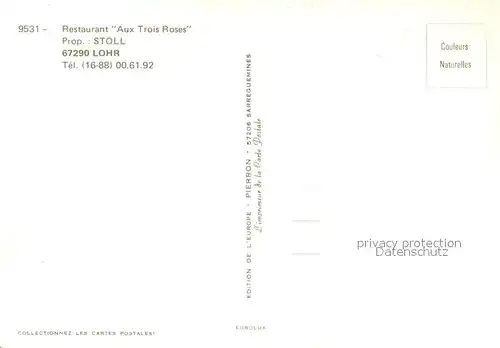 AK / Ansichtskarte Lohr_Bas Rhin Restaurant Aux Trois Roses Lohr Bas Rhin