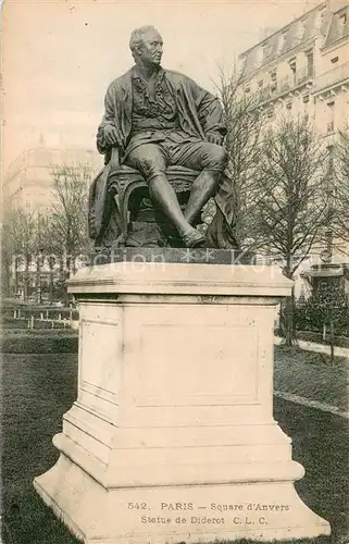 AK / Ansichtskarte Paris Square d Anvers Statue de Diderot Monument Paris