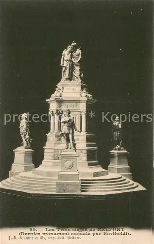 AK / Ansichtskarte Belfort_Alsace Les trois sieges Monument par Bartholdi Belfort Alsace