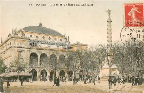 AK / Ansichtskarte Paris Place et Theatre du Chatelet Paris
