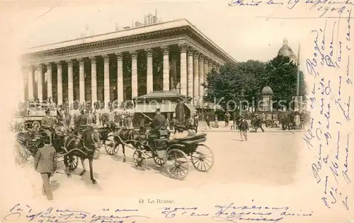 AK / Ansichtskarte Paris La Bourse Boerse Pferdedroschken Paris