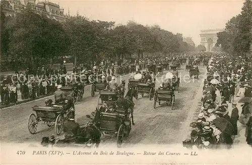 AK / Ansichtskarte Paris Avenue du Bois de Boulogne Retour des Courses Paris