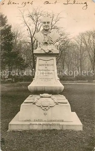 AK / Ansichtskarte Paris Buste de Sainte Beuve Monument au Jardin du Luxembourg Paris