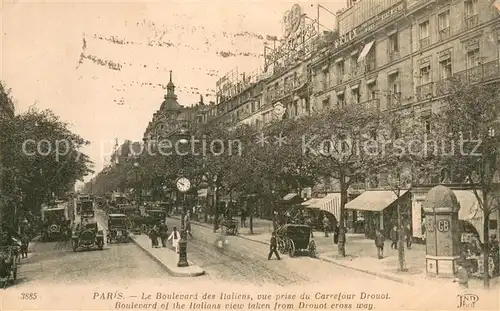 AK / Ansichtskarte Paris Boulevard des Italiens vue prise du Carrefour Drouot Paris