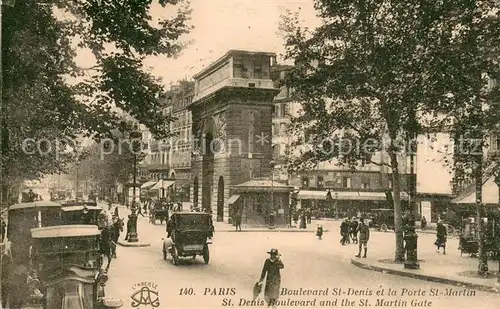 AK / Ansichtskarte Paris Boulevard Saint Denis Porte Saint Martin Traffic Paris