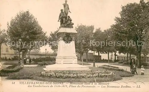 AK / Ansichtskarte Villefranche sur Saone Monument eleve a la Memoire des Combattants de 1870 71 Place du Promenoir nouveaux jardins Villefranche sur Saone