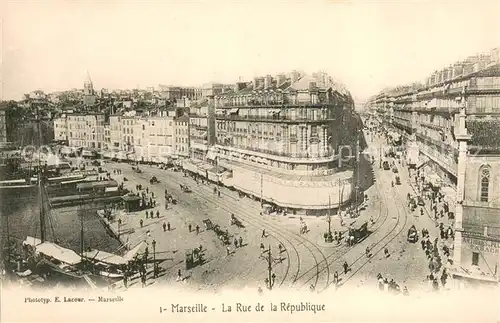 AK / Ansichtskarte Marseille_Bouches du Rhone Rue de la Republique Marseille