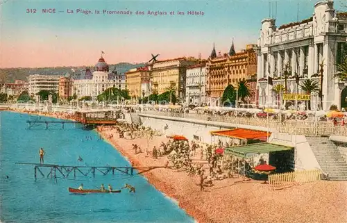 AK / Ansichtskarte Nice_Alpes_Maritimes La Plage la Promenade des Anglais et les Hotels Nice_Alpes_Maritimes