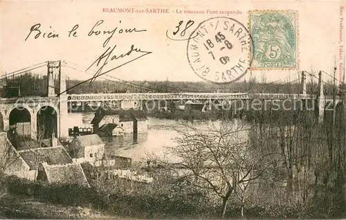 AK / Ansichtskarte Beaumont sur Sarthe Le nouveau Pont suspendu Beaumont sur Sarthe