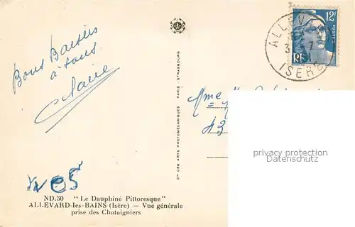 AK / Ansichtskarte Allevard_les_Bains_Isere Vue generale prise des Chataigniers Allevard_les_Bains_Isere