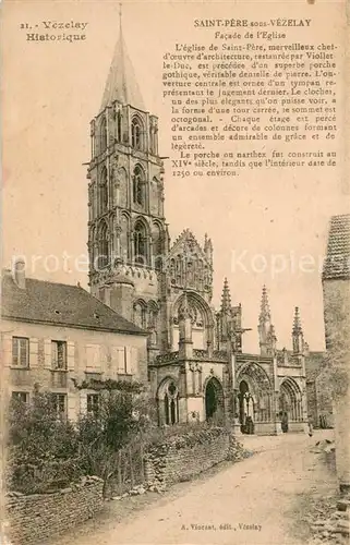 AK / Ansichtskarte Vezelay Saint Pere sous Vezelay Facade de l Eglise Vezelay