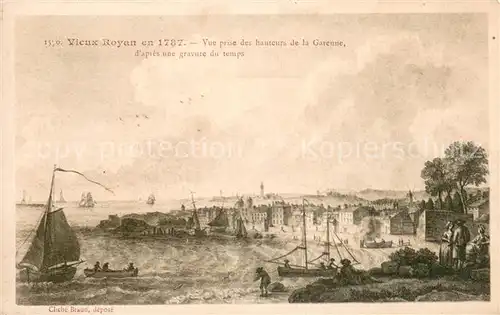 AK / Ansichtskarte Royan_Charente Maritime Vue prise des hauteurs de la Garenne dapres une gravure du temps Royan Charente Maritime