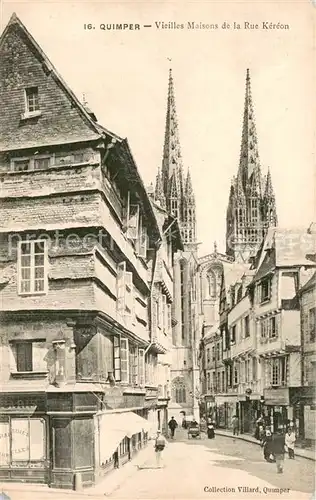 AK / Ansichtskarte Quimper Vieilles maisons de la Rue Kereon Eglise Quimper
