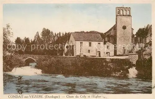 AK / Ansichtskarte Condat_Cantal Chute du Coly et l Eglise Condat Cantal