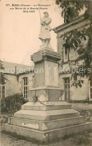 AK / Ansichtskarte Betete Monument aux Morts de la Grande Guerre Kriegerdenkmal 1. Weltkrieg Betete