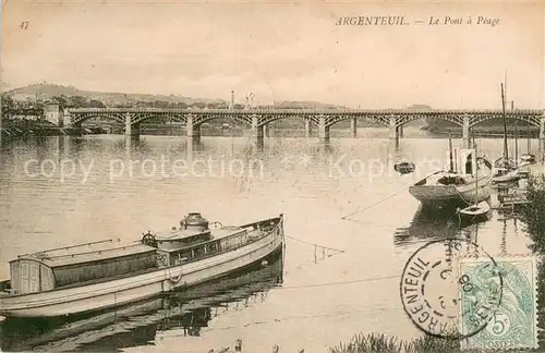 AK / Ansichtskarte Argenteuil_Val_d_Oise Le Pont a Peage Bateaux Argenteuil_Val_d_Oise