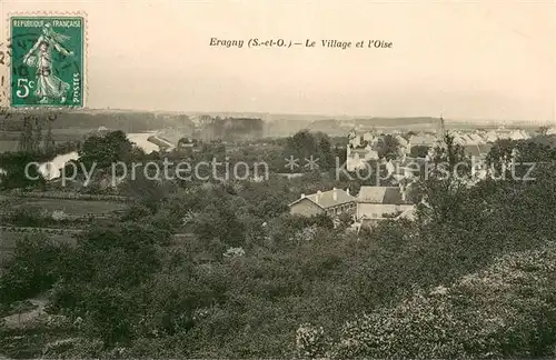 AK / Ansichtskarte Eragny_Val d_Oise Panorama du village et l Oise Eragny_Val d_Oise