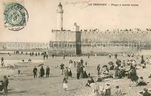 AK / Ansichtskarte Le_Treport La plage a maree basse et le phare Le_Treport