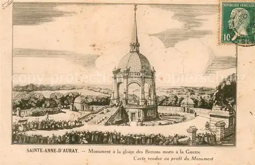 AK / Ansichtskarte Sainte Anne d_Auray Monument a la gloire des Bretons morts a la guerre Dessin Kriegerdenkmal Kuenstlerkarte Sainte Anne d Auray