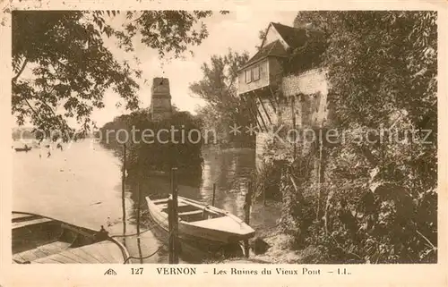 AK / Ansichtskarte Vernon_Eure Ruines du vieux pont Vernon Eure