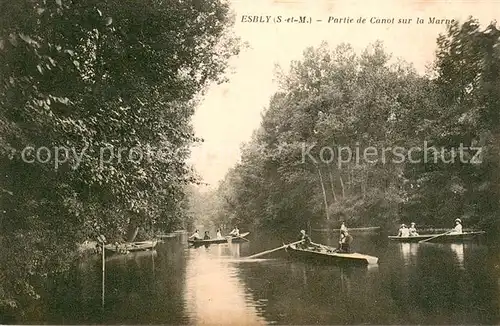 AK / Ansichtskarte Esbly Partie de Canot sur la Marne Esbly