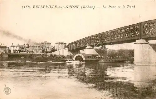 AK / Ansichtskarte Belleville sur Saone Le port et le pont sur la Saone Raddampfer Belleville sur Saone