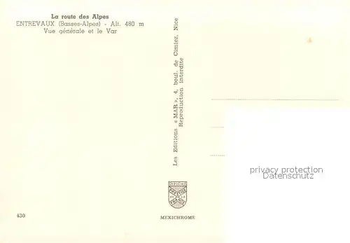 AK / Ansichtskarte Entrevaux Vue generale et le Var Entrevaux