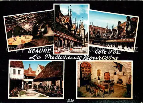 AK / Ansichtskarte Beaune_Cote_d_Or_Burgund Interieur des Caves exposition de la Reine Pedauque Hostel Dieu Cour dHonneur et Puits Le Musee des Vins Le Caveau Beaune_Cote_d_Or_Burgund